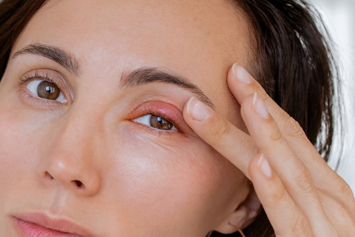 A woman with a bump on her eyelid as the featured image for Chalazion Treatment and Prevention